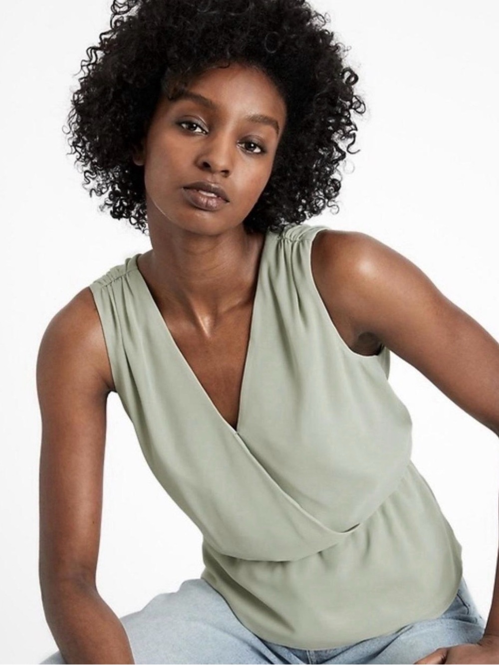 Banana Republic V-neck Peplum Top, Green Sage NWT